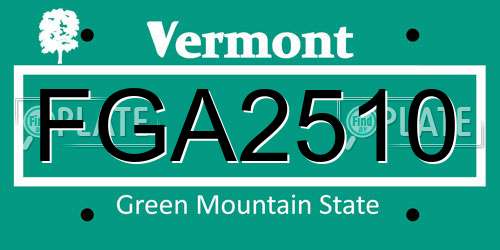 FGA2510 Vermont License Plate