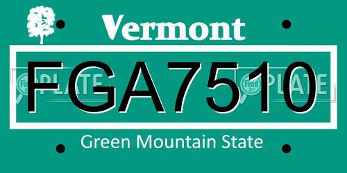 FGA7510 Vermont License Plate