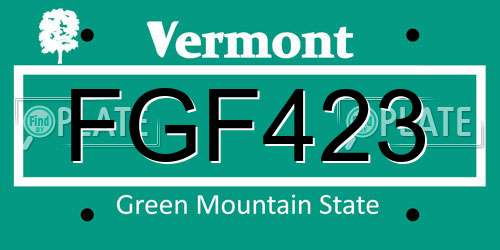 FGF423 Vermont License Plate