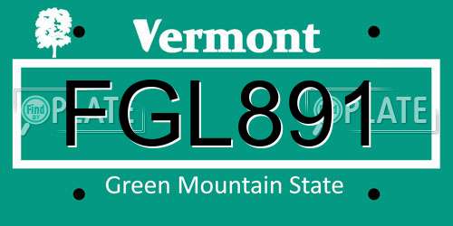 FGL891 Vermont License Plate