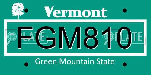 FGM810 Vermont License Plate