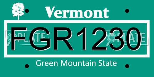 FGR1230 Vermont License Plate