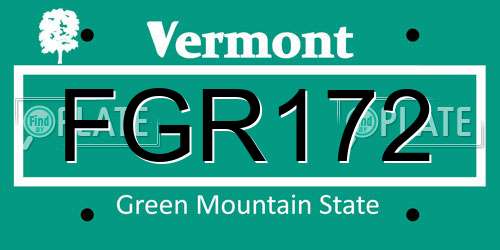 FGR172 Vermont License Plate