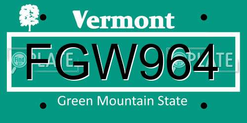 FGW964 Vermont License Plate