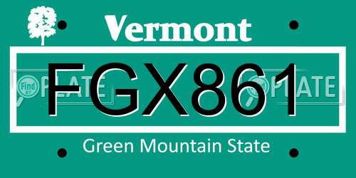 FGX861 Vermont License Plate