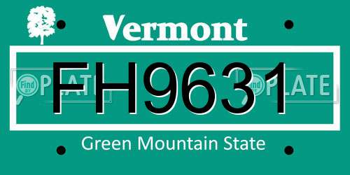 FH9631 Vermont License Plate