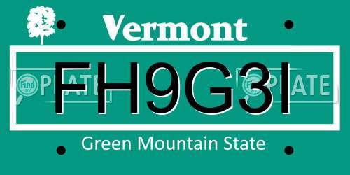 FH9G3I Vermont License Plate