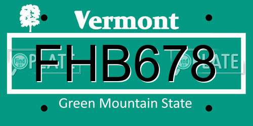 FHB678 Vermont License Plate