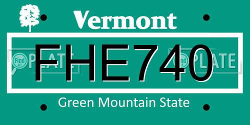 FHE740 Vermont License Plate