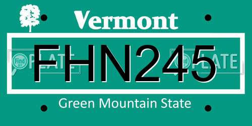 FHN245 Vermont License Plate