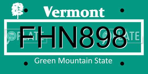 FHN898 Vermont License Plate