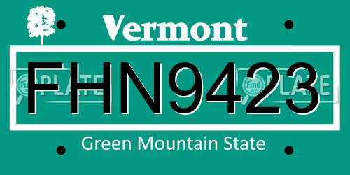 FHN9423 Vermont License Plate
