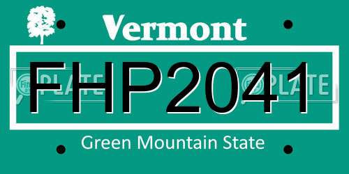 FHP2041 Vermont License Plate