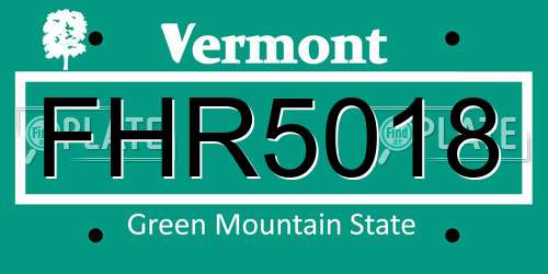 FHR5018 Vermont License Plate