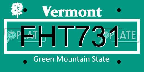 FHT731 Vermont License Plate