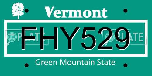 FHY529 Vermont License Plate
