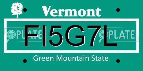 FI5G7L Vermont License Plate