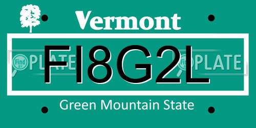 FI8G2L Vermont License Plate
