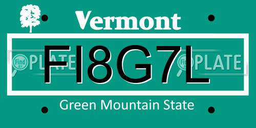 FI8G7L Vermont License Plate