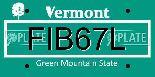 FIB67L Vermont License Plate