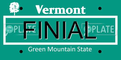 FINIAL Vermont License Plate