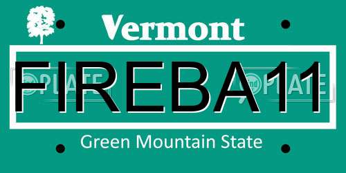 FIREBA11 Vermont License Plate