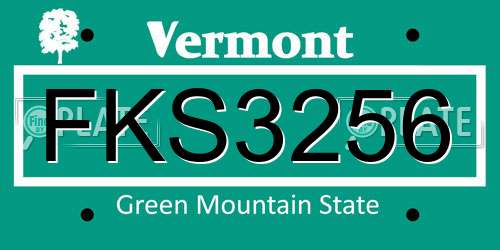 FKS3256 Vermont License Plate