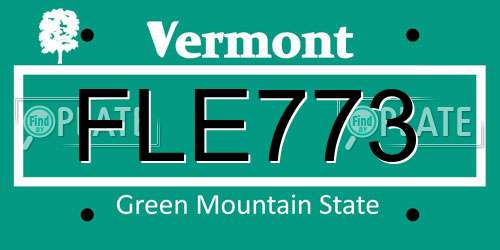 FLE773 Vermont License Plate