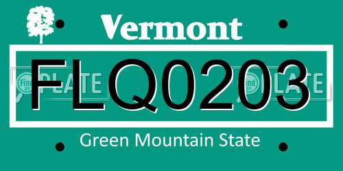 FLQ0203 Vermont License Plate