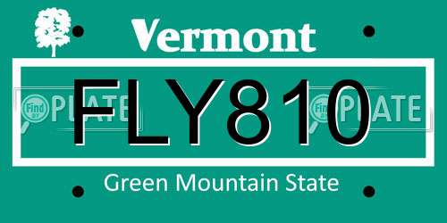 FLY810 Vermont License Plate