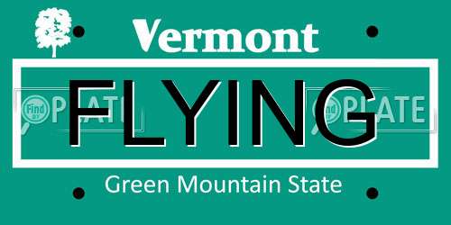 FLYING Vermont License Plate