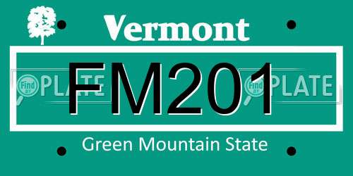 FM201 Vermont License Plate