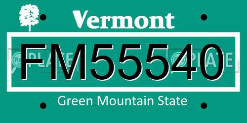 FM55540 Vermont License Plate