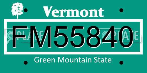 FM55840 Vermont License Plate