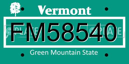 FM58540 Vermont License Plate