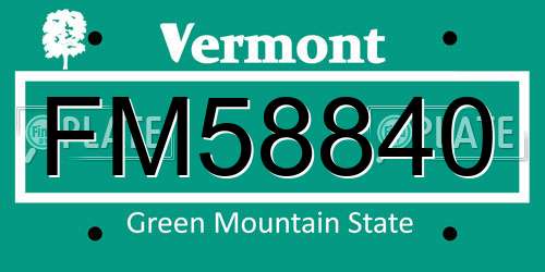 FM58840 Vermont License Plate