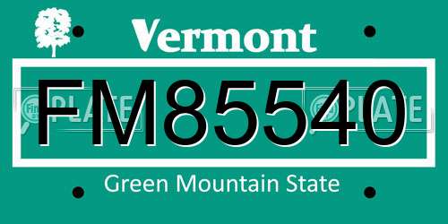 FM85540 Vermont License Plate