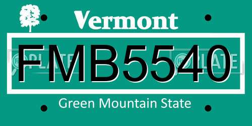 FMB5540 Vermont License Plate