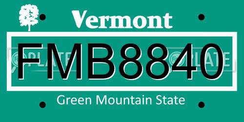FMB8840 Vermont License Plate