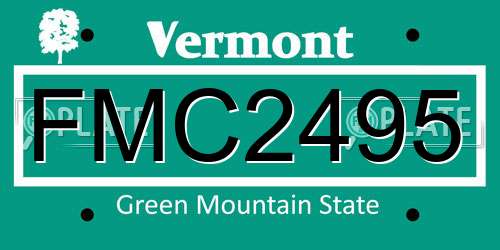 FMC2495 Vermont License Plate