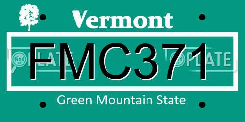 FMC371 Vermont License Plate
