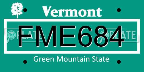 FME684 Vermont License Plate