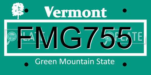 FMG755 Vermont License Plate