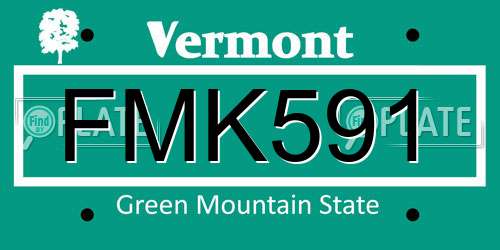 FMK591 Vermont License Plate