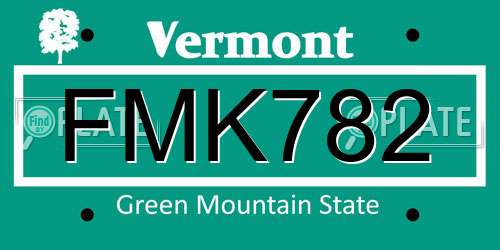 FMK782 Vermont License Plate