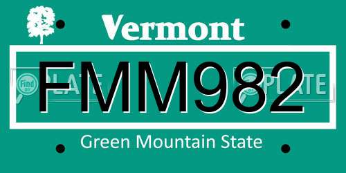 FMM982 Vermont License Plate