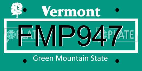 FMP947 Vermont License Plate
