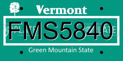 FMS5840 Vermont License Plate