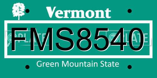 FMS8540 Vermont License Plate
