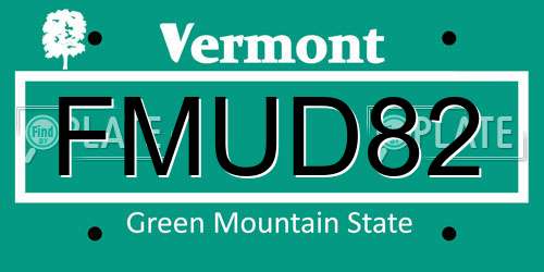 FMUD82 Vermont License Plate